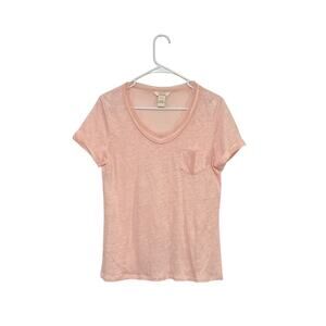 Sundance 100% Linen Pink Top Womens Size Small Short Sleeve